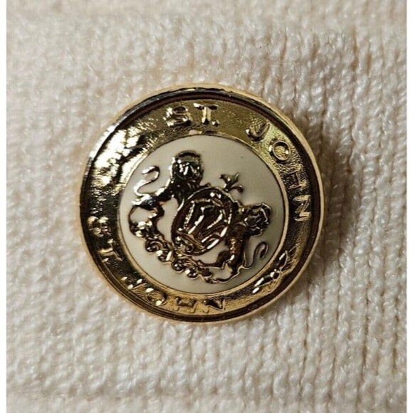 St. John Cream Cardigan Gold Buttons Classic Basic Size S - Picture 3 of 9